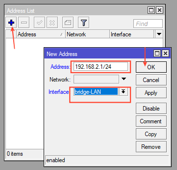 Đặt IP cho bridge mikrotik